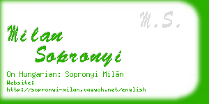 milan sopronyi business card